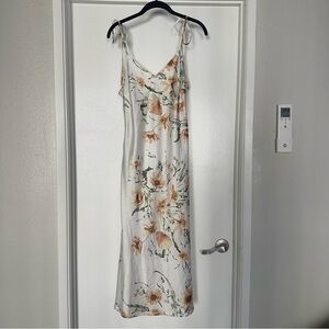 satin floral slip dress with tie straps